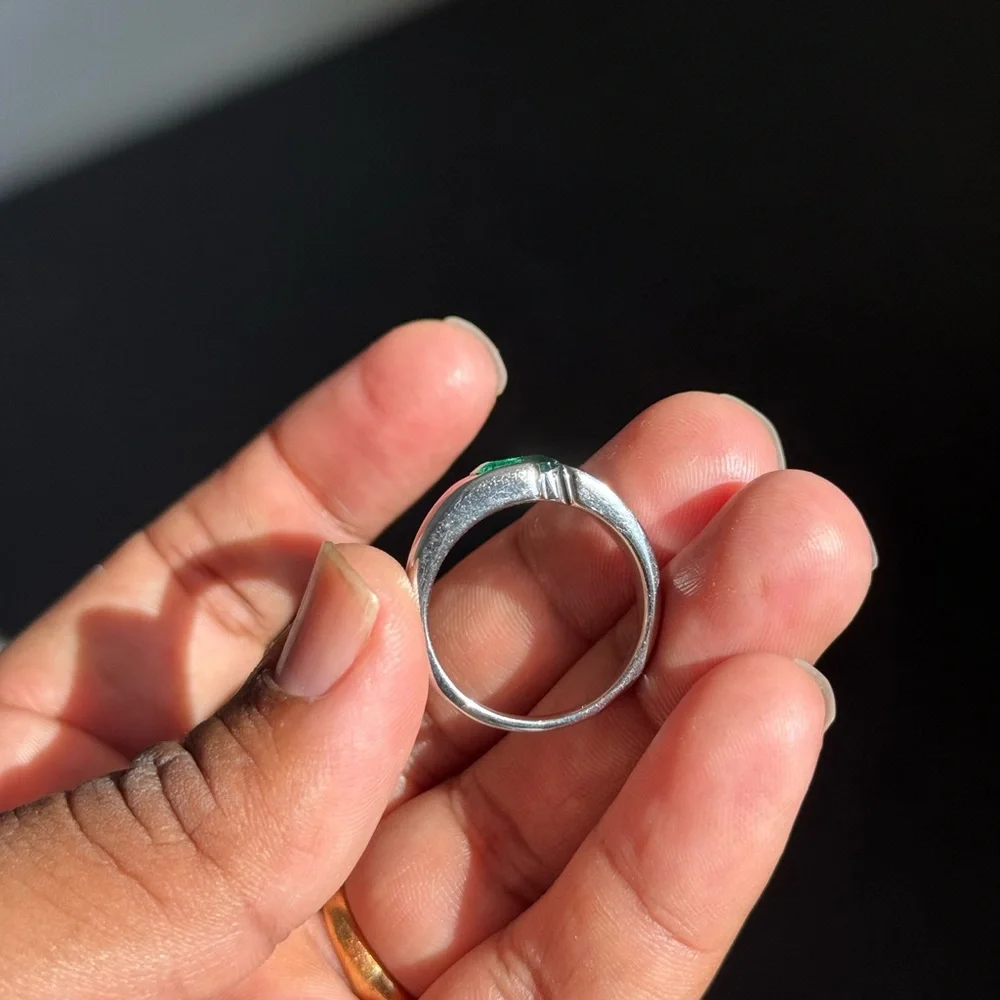 Handmade 925 Silver Colombian Lab Emerald Ring 2 Carat | Size 11.25
